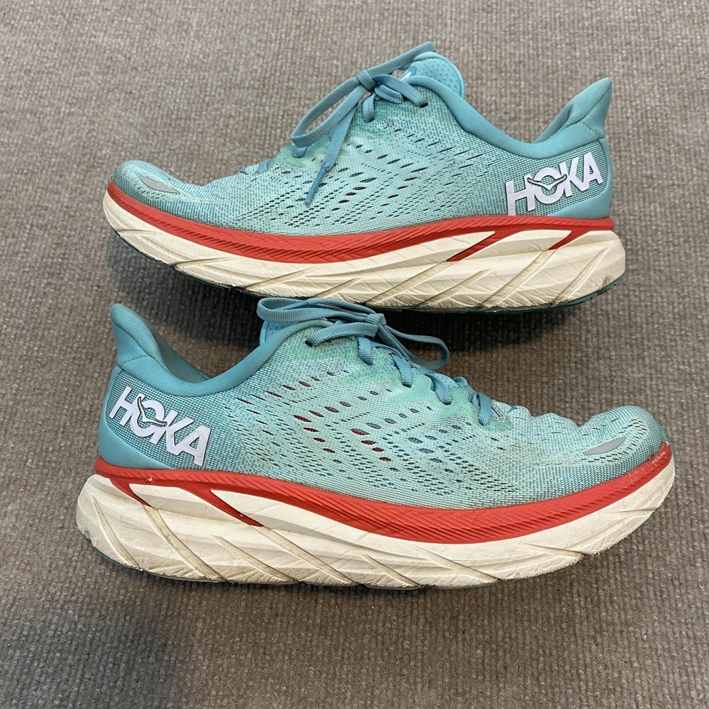 Hoka One One Clifton 8 Running Shoes Womens Size‎ 10 Blue Cushioned 1119394 AEBL